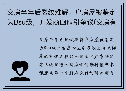 交房半年后裂纹难解：户房屋被鉴定为Bsu级，开发商回应引争议(交房有裂缝怎么办)